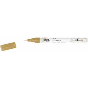 Kreul Lack Marker Extrafine Gold, Stift mit extrafeiner Spitze und abgenommener Kappe.