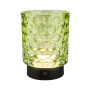 Grüne Brilo Akku-LED-Tischleuchte Sunora aus Glas, dimmbar mit Touchfunktion.