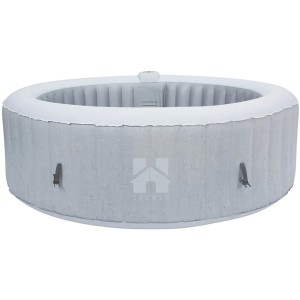 Runder Home Deluxe Whirlpool Splash in Betonoptik, Ø 208 cm, mit Steuereinheit und Abdeckung.