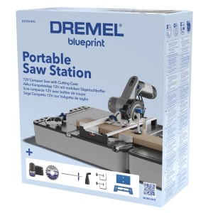 Dremel Mobile-Sägestation CS12V-S1C im Karton mit Zubehör. Kompakte Kreissäge mit Sägetisch-Koffer.