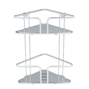 WENKO Eckregal Termoli mit 2 Etagen aus verchromtem Edelstahl für Bad und Dusche.