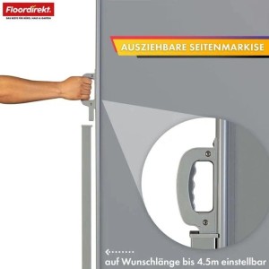 Floordirekt Seitenmarkise Ausziehbar Alu Sichtschutz Blickdicht Hellgrau 200 x 350 cm