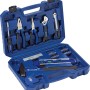 Offener, blauer LUX Werkzeugkoffer Classic, 39-teilig mit Werkzeugen wie Hammer, Zangen, Schraubenschlüssel und Bits.