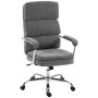 Grauer HOMCOM Bürostuhl aus Chenille-Stoff mit ergonomischer Rückenlehne, gepolsterten Armlehnen und Rollen.