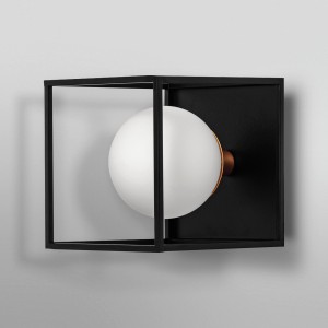 Schwarze Ledvance Bad-Wandleuchte Decor Square mit weißem Glas, 15x15 cm.