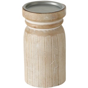 Hellbrauner Boltze Kerzenleuchter Jylling aus Mangoholz, 18 cm hoch.