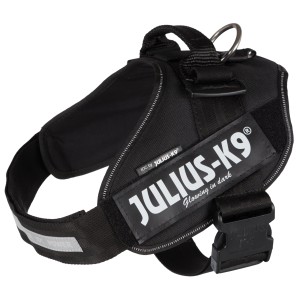Schwarzes Julius K-9 IDC Hundegeschirr Gr. 2 (L-XL) mit reflektierenden Elementen.