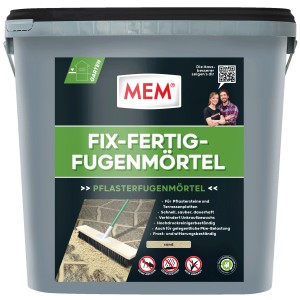 Eimer MEM Fix-Fertig-Fugenmörtel Sand 12,5kg für Pflasterfugen im Garten.
