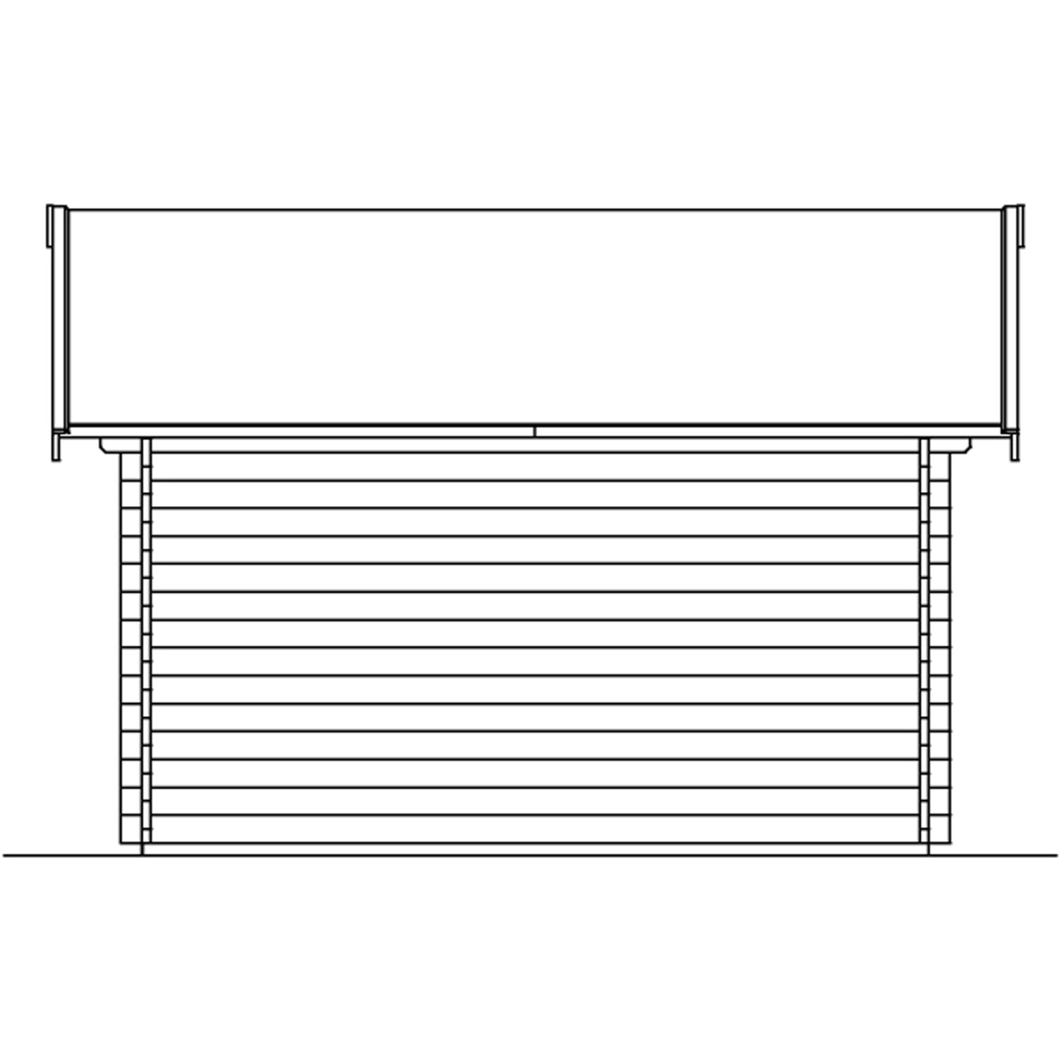 Skizze eines Skan Holz Freizeithauses Luzern, 380x300 cm, unbehandelt, mit Satteldach.