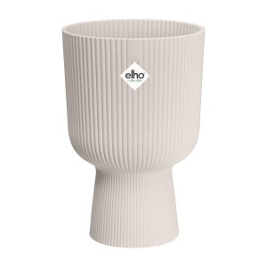 Elho Blumentopf Vibes Fold Coupe, Ø 14 cm, leinenweiß, gerippte Struktur.