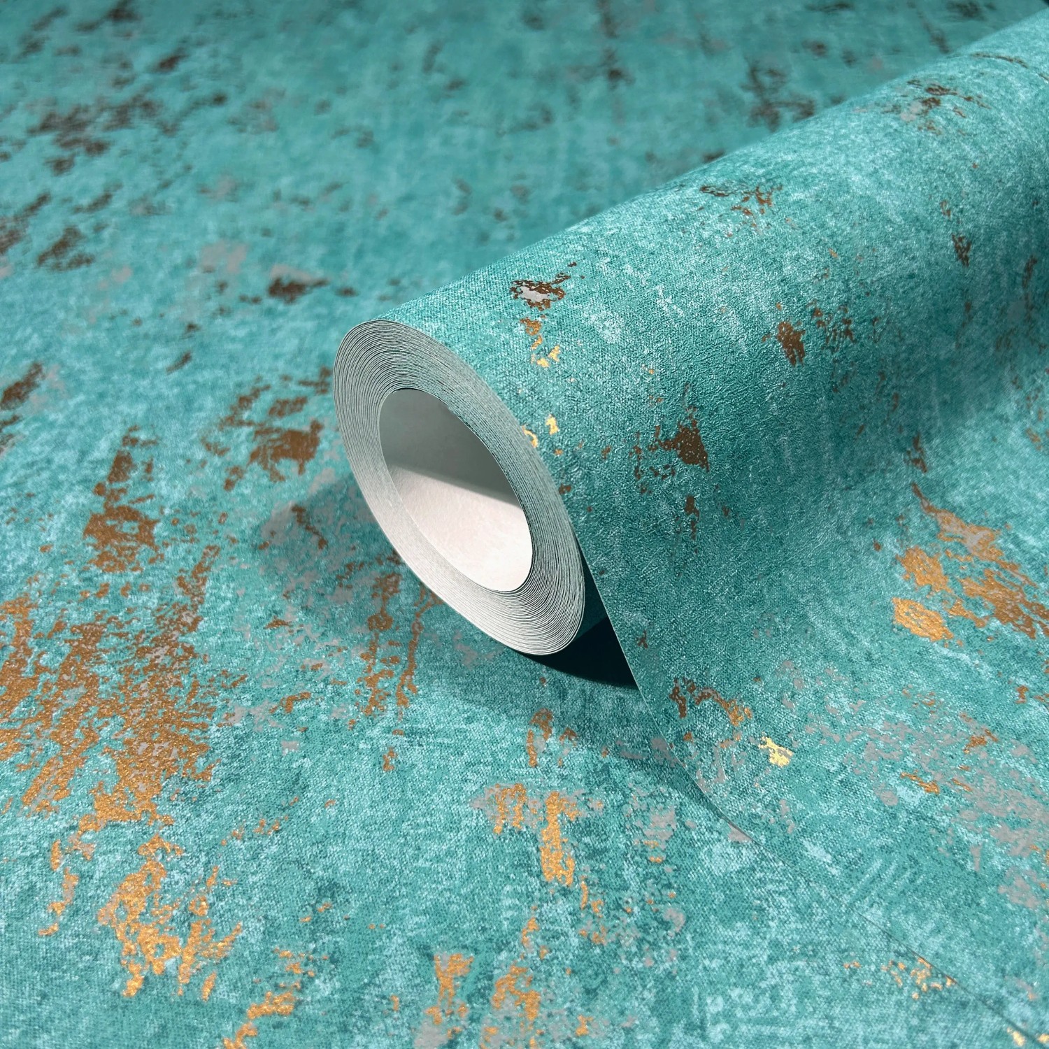 Grüne Marburg Vliestapete in Betonoptik mit Glanz, modernes Design, Rollenmaß 10,05 x 0,53 m.