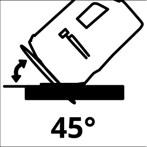 Symbol: 45 Grad Winkelschnitt mit Handkreissäge und Führungsschiene.
