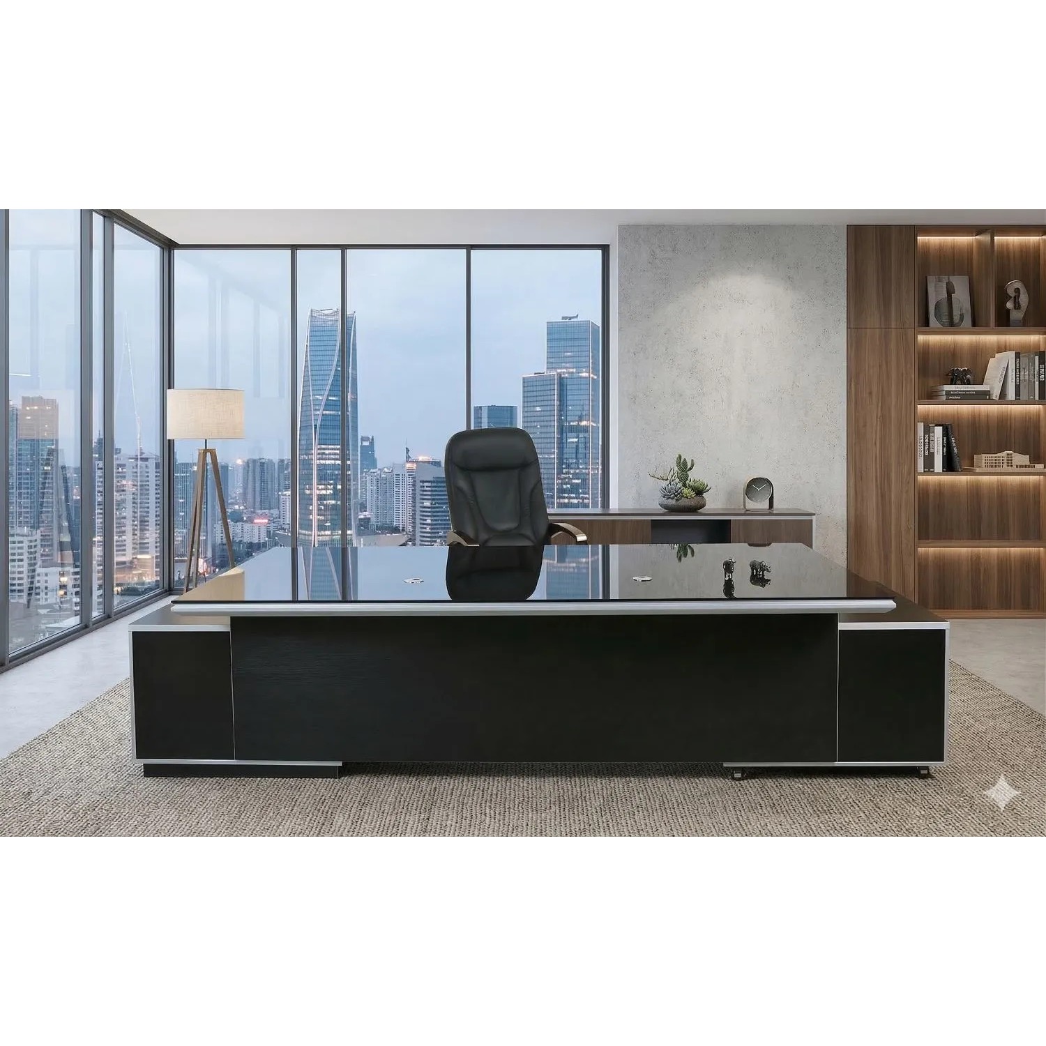 Jet-Line Schreibtisch KEHL Schwarz XXL 245 x 105 x 75 cm Büroschreibtisch Chef Schreibtisch kaufen bei OBI