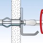Illustration: Fischer Hohlraumdübel HM 4x45 S K Montage in Gipskartonwand mit Schraube.