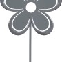 Gartenstecker Blume in Antikgrau, 60 cm hoch, aus Metall für die Gartendekoration.