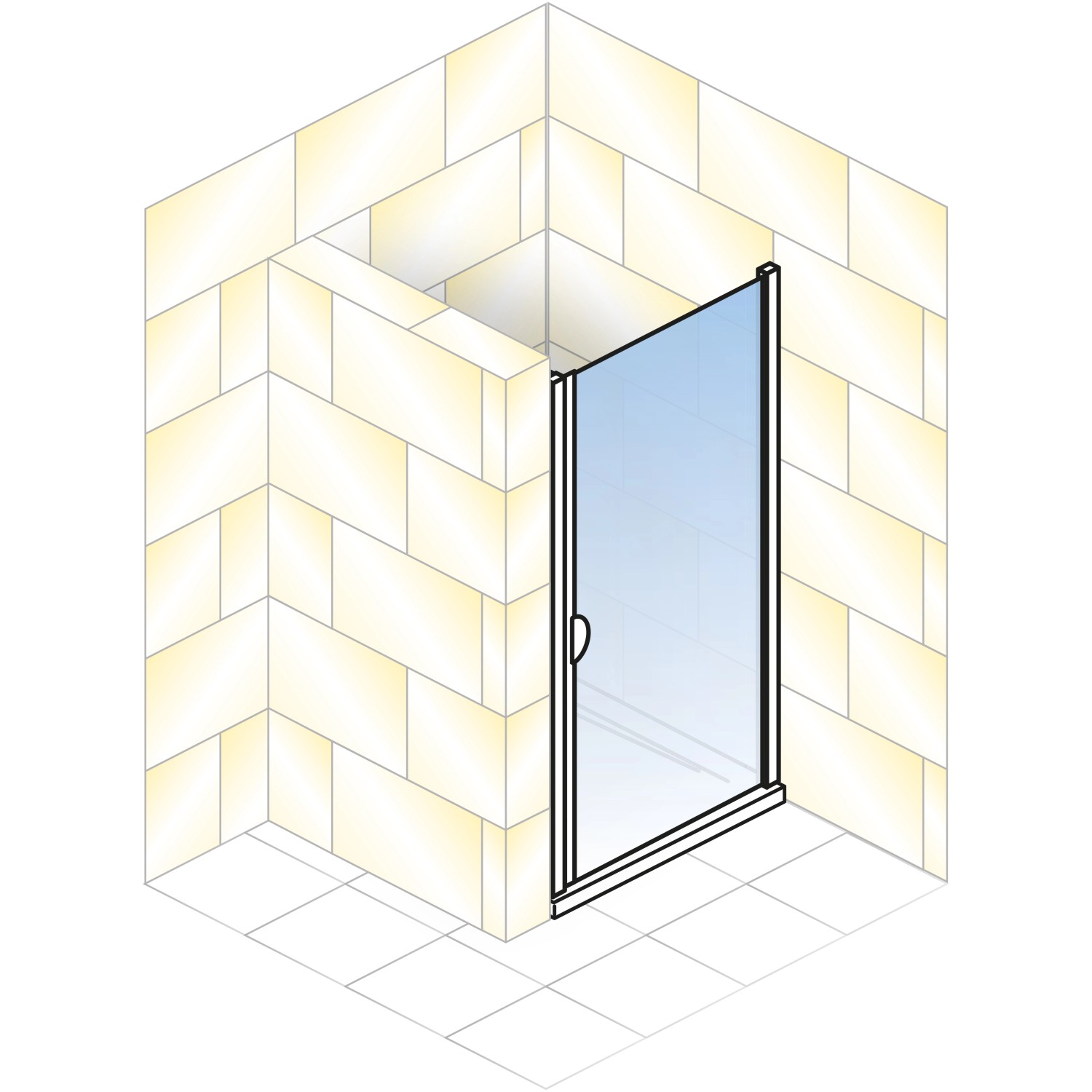 Schulte Drehtür Logo, Echtglas, Weiß, 80x180 cm, für Dusche oder Nische.