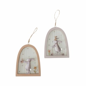 Boltze Dekoanhänger Knuffi, 2er Set mit Hasenmotiven in Braun-Grau, Osterdekoration.