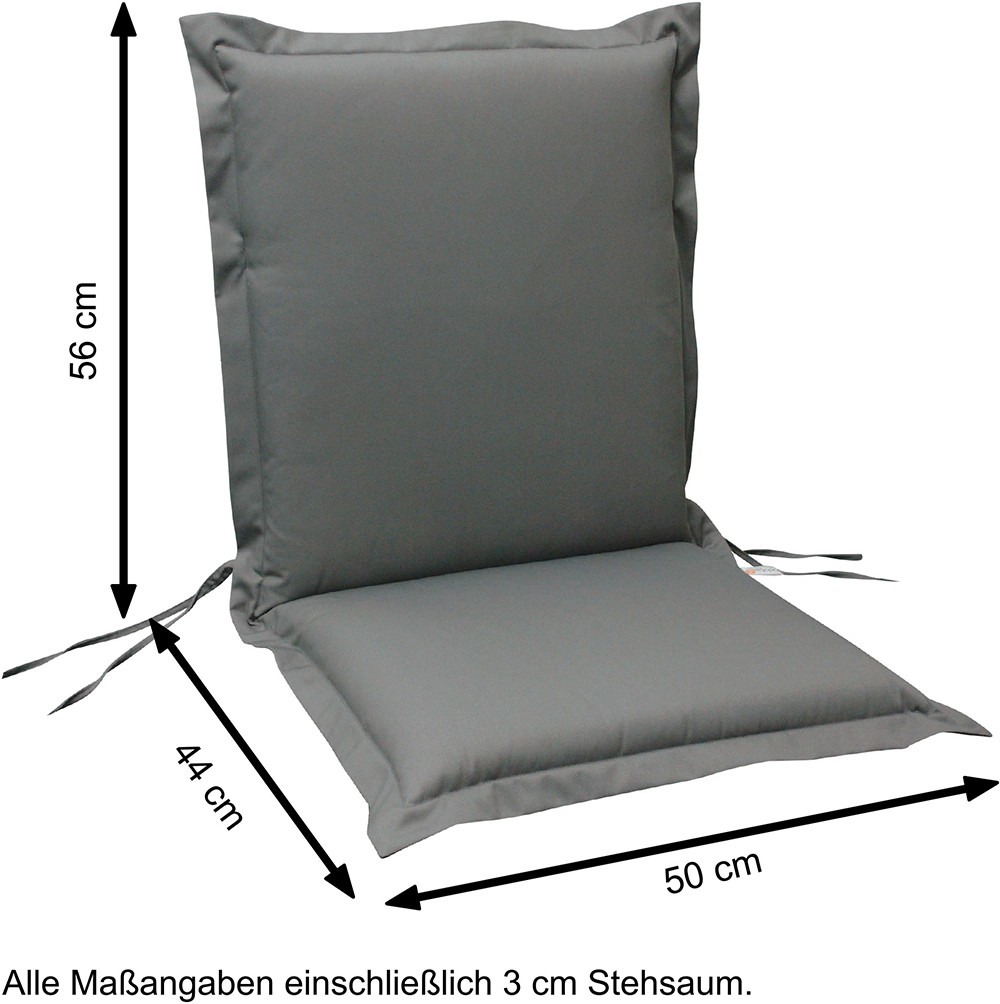 indoba® 4 x Sitzauflage Niederlehner Premium 95°C vollwaschbar Grau