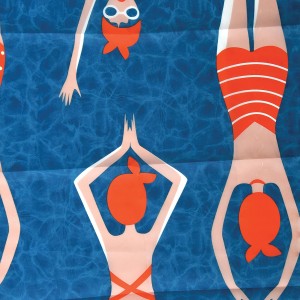 Spirella Duschvorhang Baigneuses blau mit Bademotiv, 120x200 cm.