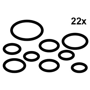 Kirchhoff O-Ring Sortiment, Gummi, verschiedene Größen, schwarz, 22 Stück.