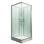 Schulte Komplettduschkabine Korfu II mit Boiler und Pumpe, Alu Hellgrün. Moderne Eckdusche mit Sicherheitsglas.