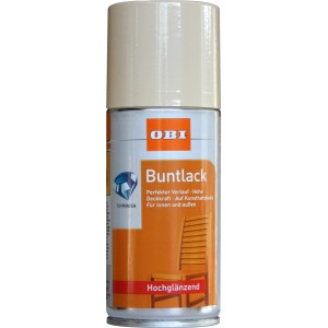 OBI Buntlack Spray RAL 1015 Hellelfenbein hochglänzend, 150ml Dose.