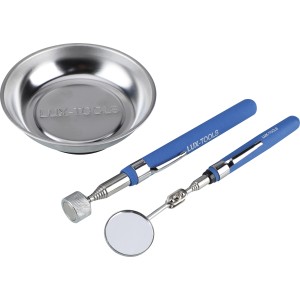 LUX Magnetschalenset, 3-teilig: Werkzeugset mit Magnetschale, Magnetheber und Inspektionsspiegel.