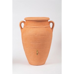 Garantia Regenwasser-Amphore Antik 250 l in Terrakotta mit integrierter Pflanzschale.