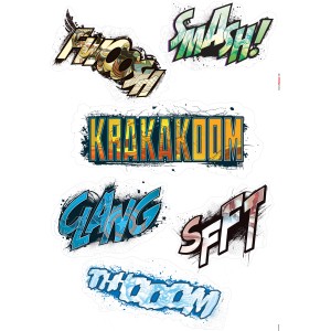 Komar Deko-Sticker Avengers Sounds (50x70cm) mit Comic-Soundeffekten als Wandtattoos.