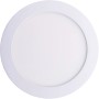 Weiße LED-Deckenleuchte Komplex, 24,7 cm Durchmesser. Schlichte, runde Form für Wohnräume.