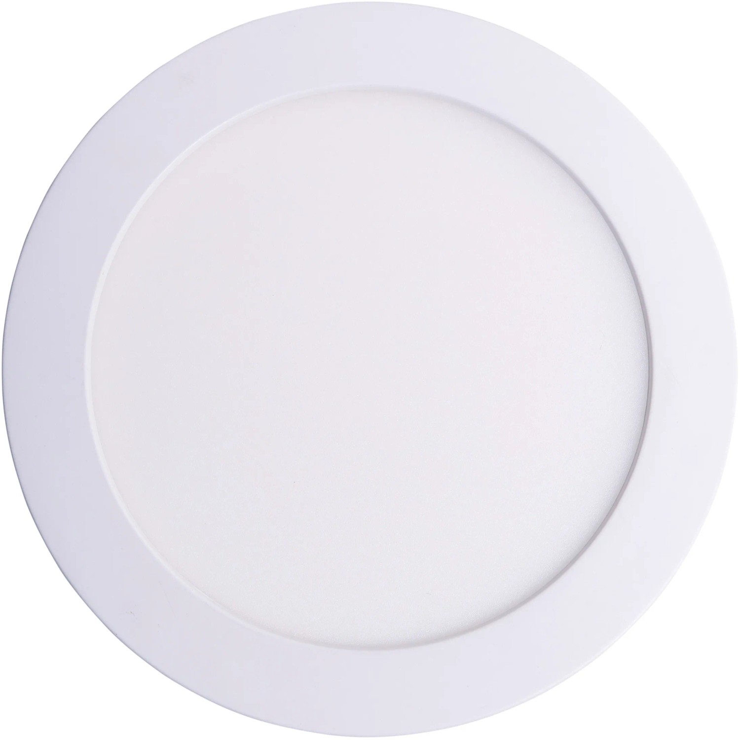 Weiße LED-Deckenleuchte Komplex, 24,7 cm Durchmesser. Schlichte, runde Form für Wohnräume.