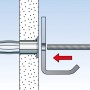 Fischer HM 4x45 S K Hohlraumdübel mit Schraube, Montage in Gipskartonwand dargestellt.