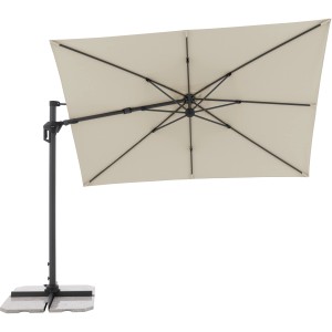 Doppler Ampelschirm, 310x210 cm, Natur, mit Kurbel. Rechteckiger Sonnenschirm mit Neigungs- und Drehfunktion.
