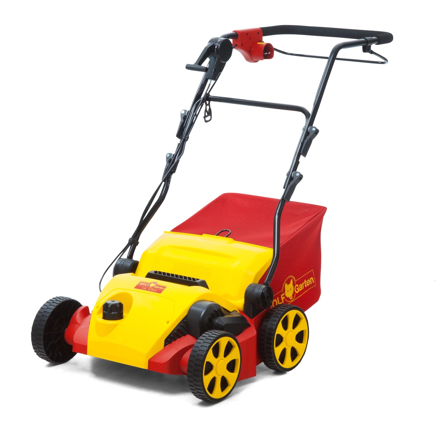 Wolf-Garten Elektro-Vertikutierer VA 378 E, 1800 W, gelb/rot, mit Fangkorb.