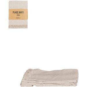 Mica Decorations Villia Tischsets, 4er-Set, beige, 48x33 cm, Baumwolle mit Fransen.
