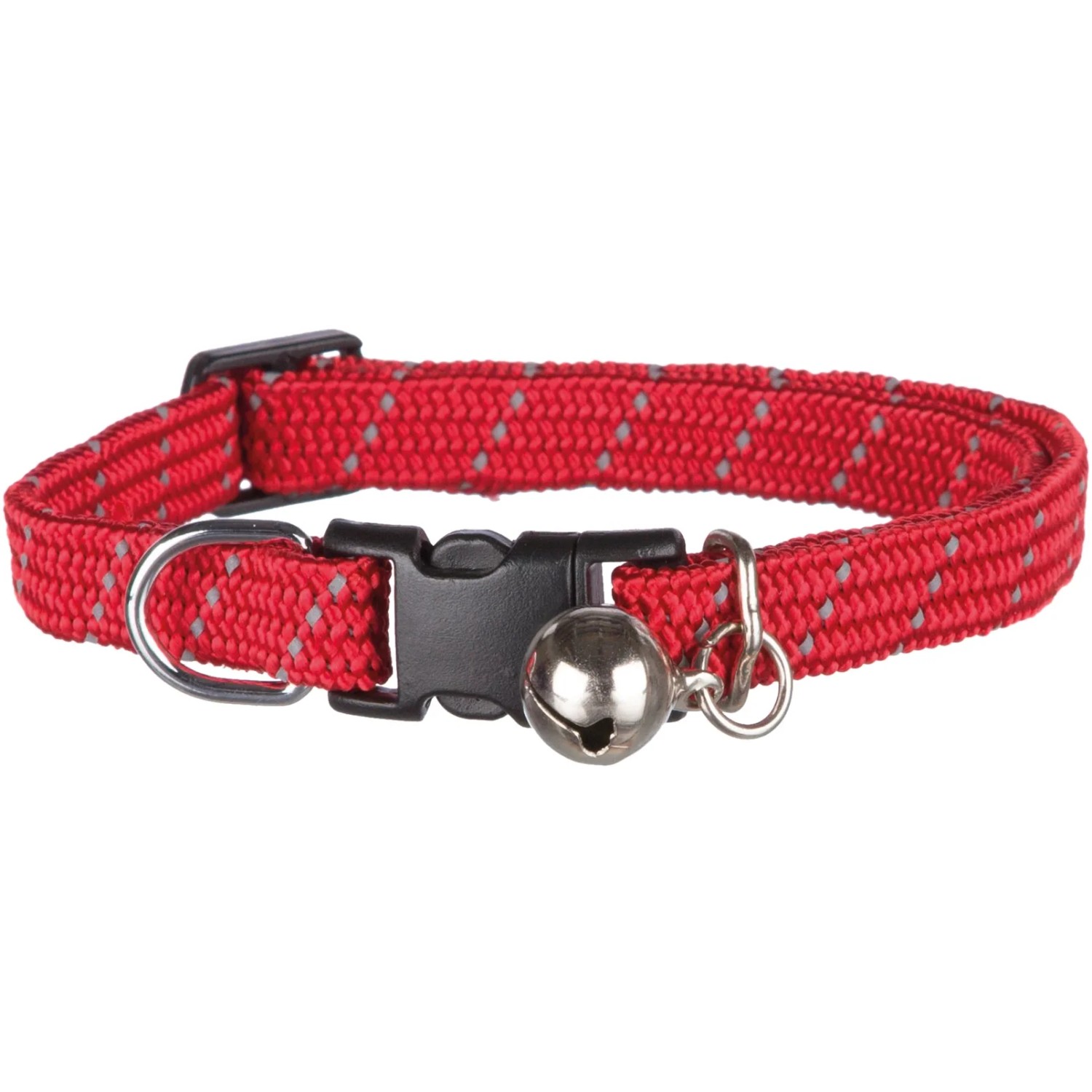 Rotes Jollypaw Katzenhalsband XL aus Nylon mit Reflektor und Glöckchen.