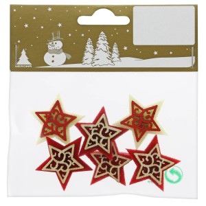 Filzsterne zum Kleben Ø 3,5 cm Weiß-Rot 6 Stück