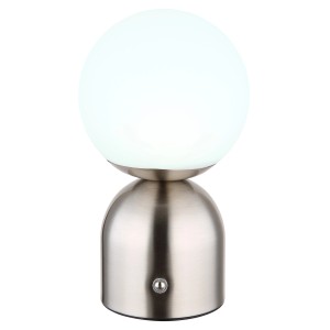 Globo Tischleuchte Julsy, Nickel matt, 21 cm. LED-Tischlampe mit Touchdimmer.