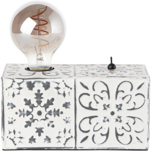 Brilliant Tischlampe Vagos, schwarz-weiß, 10x20cm. Leselampe im Vintage-Design mit E27 Fassung.