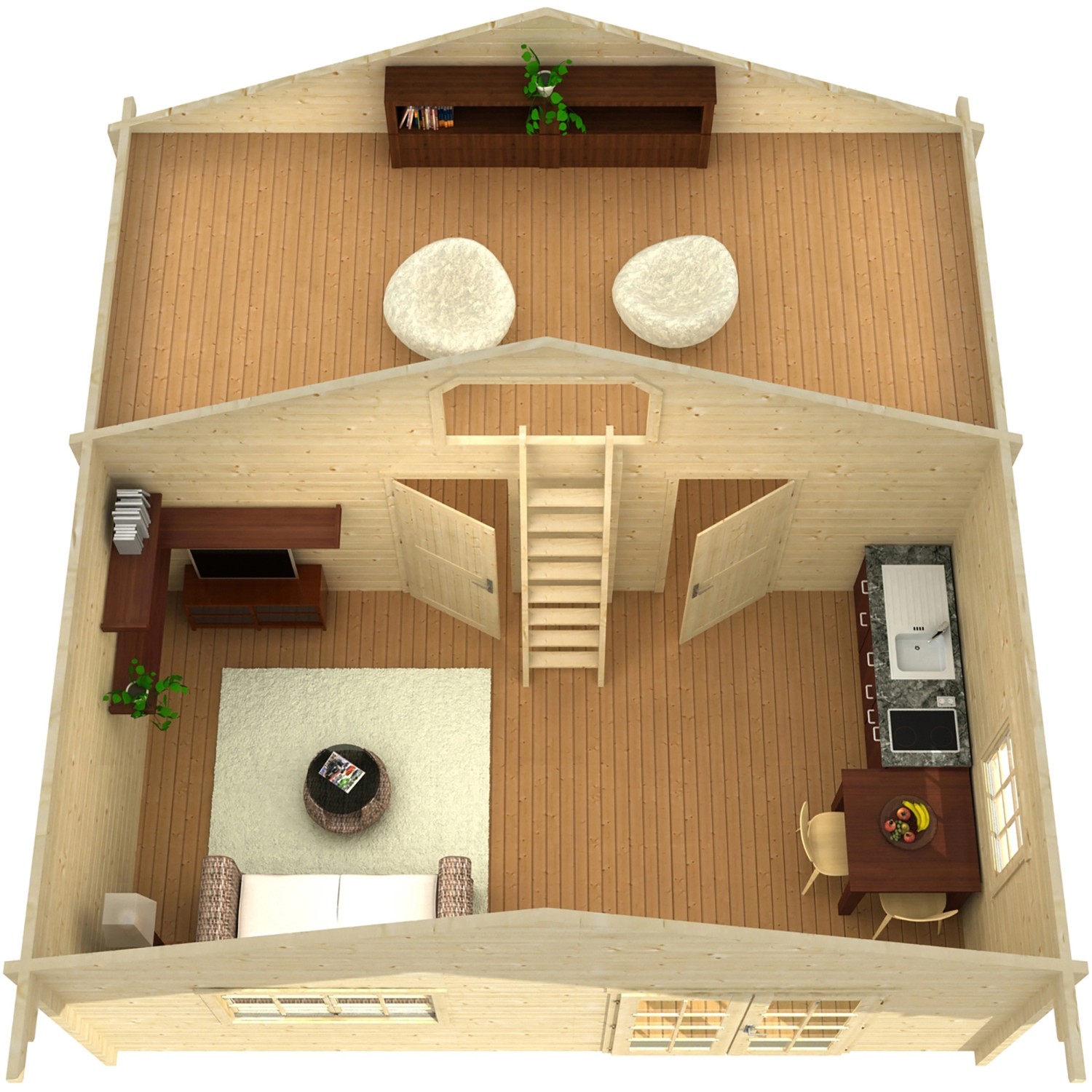 WEKA Weekendhaus Typ 703 mit Schlafboden Natur BxT 600 cm x 500 cm