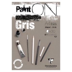 Clairefontaine Block PaintOn A4 30 Blatt 250 g Grau