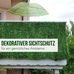 Balkonsichtschutz mit Blättern, 500x100cm, dunkle Blätter für Balkon & Terrasse.