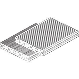 Osmo Terrassendiele BPC Dunkelgrau, Hohlkammerprofil mit Rillenstruktur.