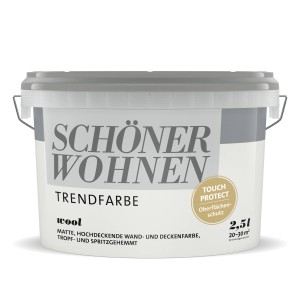 Eimer Schöner Wohnen Trendfarbe Wool, matte, cremige Wandfarbe für Innen, 2,5 l.