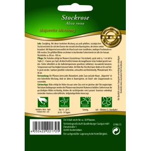 Samentüte Quedlinburger Stockrosen 'Majorette Mischung', bunte Bauerngartenblume für Beet und Rabatte.