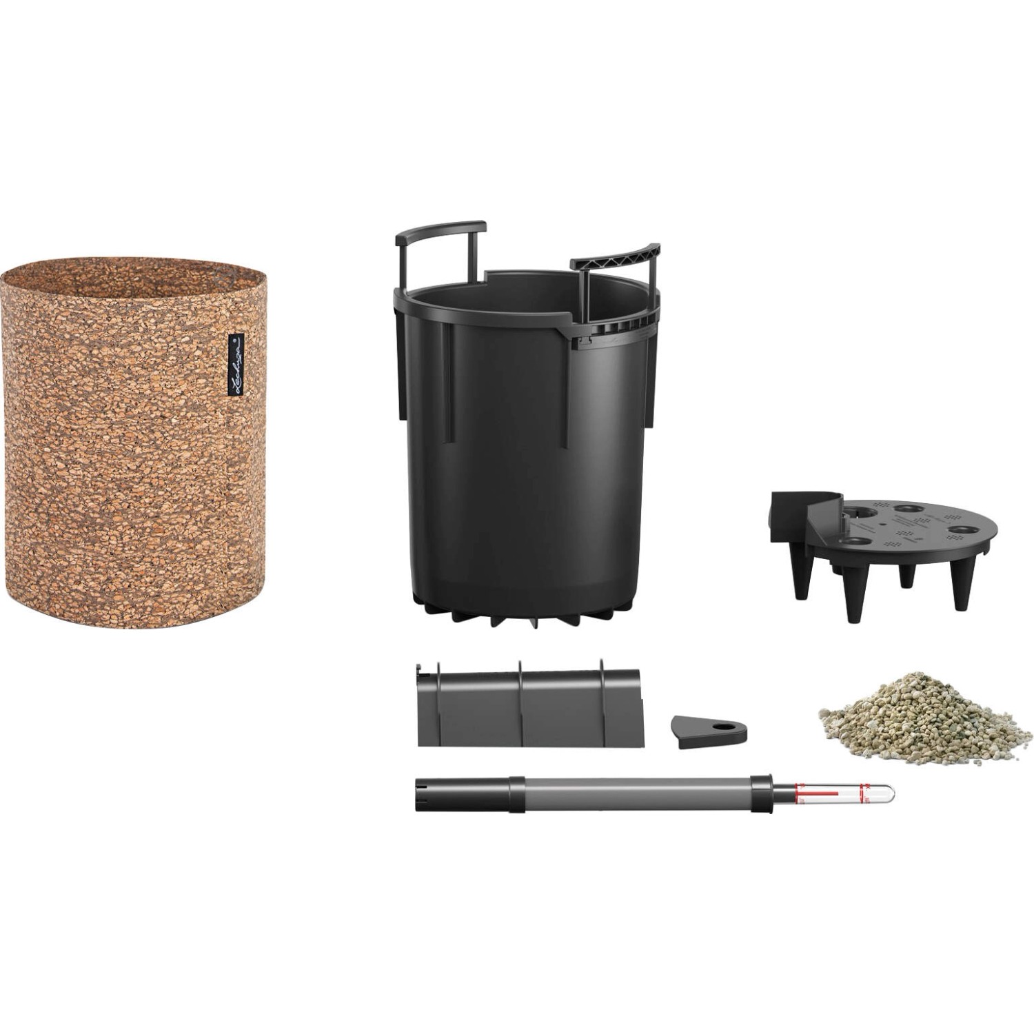 Lechuza Pflanzgefäß Trendcover 23 Cork Dark natural, Ø 23 cm, mit Zubehör und Bewässerungssystem.