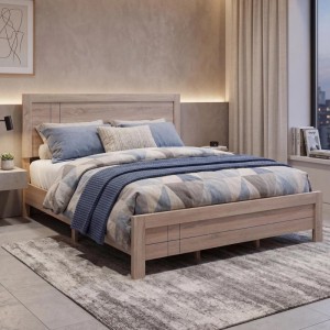 King Size Bett in Sonoma-Eiche-Optik mit Lattenrost, 180x200 cm.