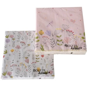 Boltze Servietten Florina, 2-fach sortiert, 20 Stück mit floralem Muster.