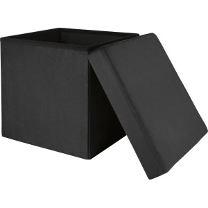 Schwarzer Falt-Hocker Midnight Mystery, 38x38x38 cm, mit Stauraum. Sitzhocker für Innenräume.