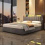 okwish Polsterbett mit Bettkasten LED-Licht Jugendzimmer 160x200cm Grau_5